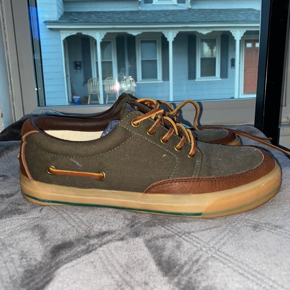 Polo Ralph Lauren Green Canvas and Leather Sneaker